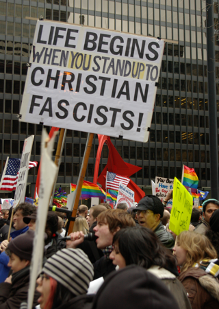Christian protest signs